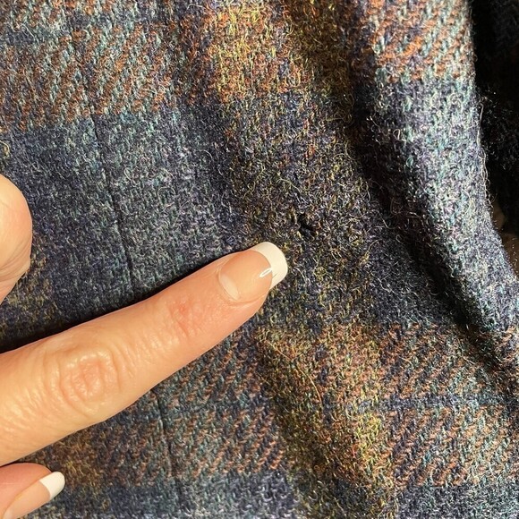 VINTAGE Eddie Bauer Women's Blazer Jacket 100% Wool Blue Plaid Size Medium - Picture 8 of 10